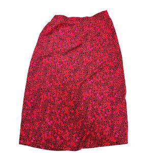 Sag Harbor Vintage Geometric Print Midi Skirt Pink Red Black Size L